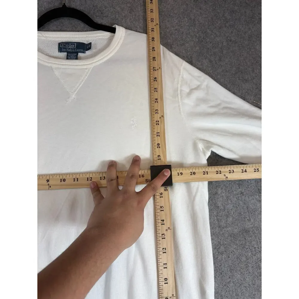 VINTAGE Polo Ralph Lauren Sweatshirt Mens Pony Pullover Crewneck Large Single V - Picture 3 of 6